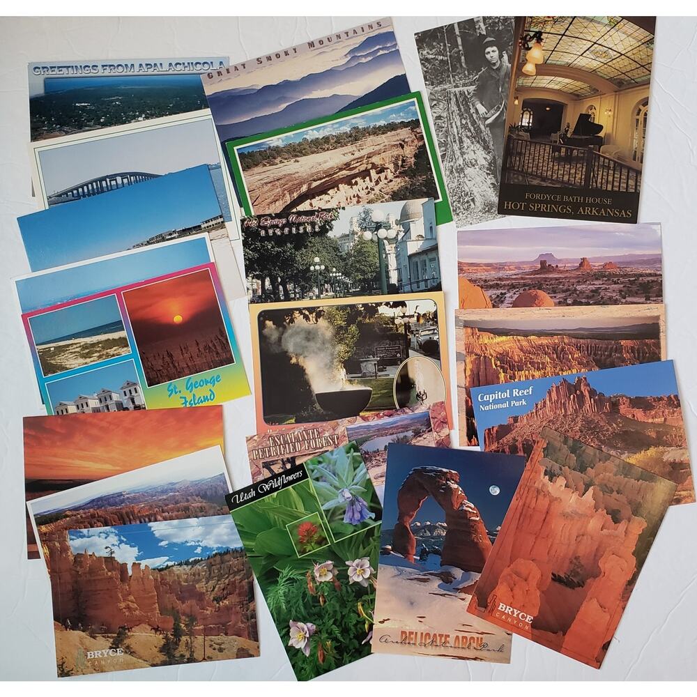 Mixed Lot of 21 United States POSTCARDS Unused 2000s Utah Florida National Parks